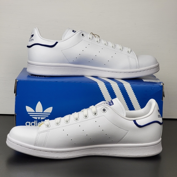 Adidas Originals Stan Smith Sneakers White Blue Gold Men's Casual Shoes - Picture 2 of 6